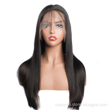 Grade 10A silky straight full lace wig with baby hair 10-28 inches 100% unprocessed raw Indian virgin hair wigs